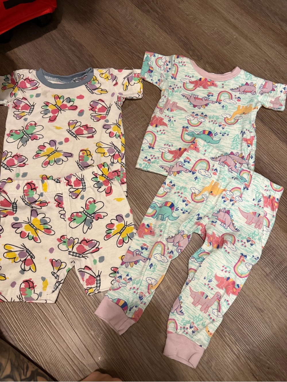 Girls' Two-Piece Dinosaur & Butterfly One-Piece Pajama Set- 18 months